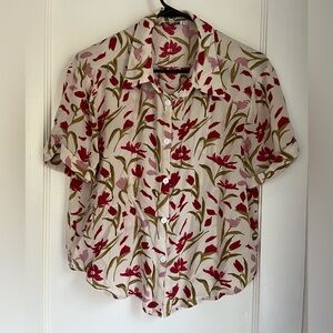 Simple Retro Tulip Button Up Tee
